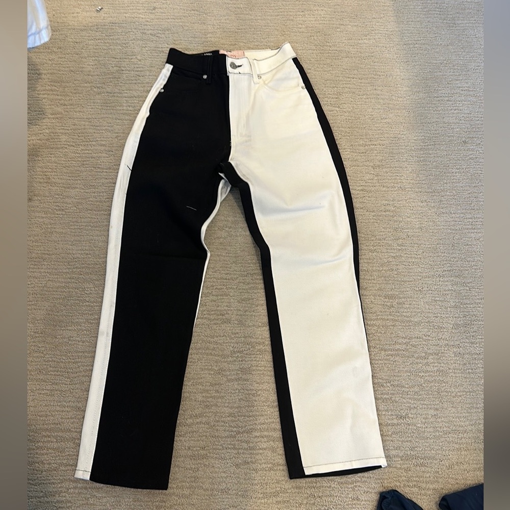 Revice black and white jeans, barely worn.